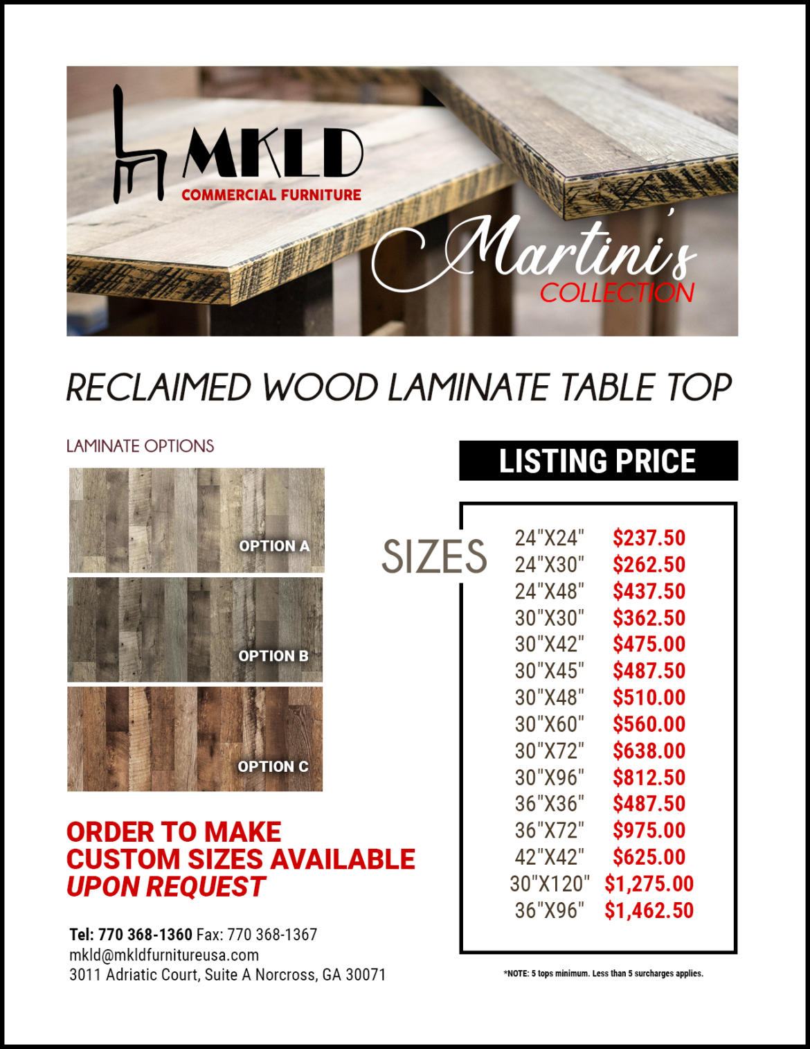 The Barn Wood Look Martini’s Collection MKLD FURNITURE